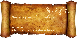Maczinger Árpád névjegykártya