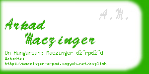 arpad maczinger business card